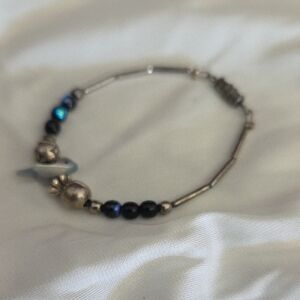 Elegant Silver and Blue Beaded Bracelet
